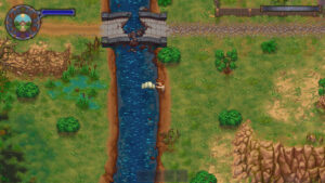 Player throwing away a body into a river