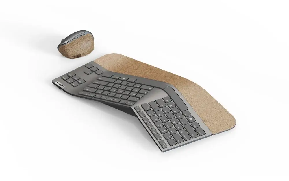 Lenovo Go Ergonomic Set featuring an ergonomic keyboard and mouse designed for comfortable long-term computer use.