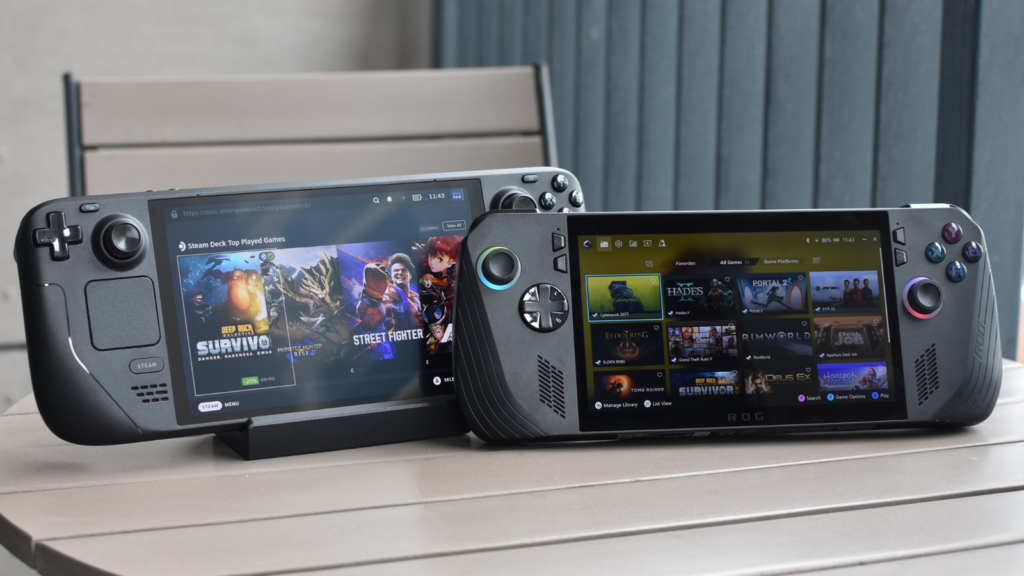 ROG Xbox Ally vs Steam Deck Comparison Side-by-side comparison of ROG Xbox Ally and Steam Deck handheld gaming consoles