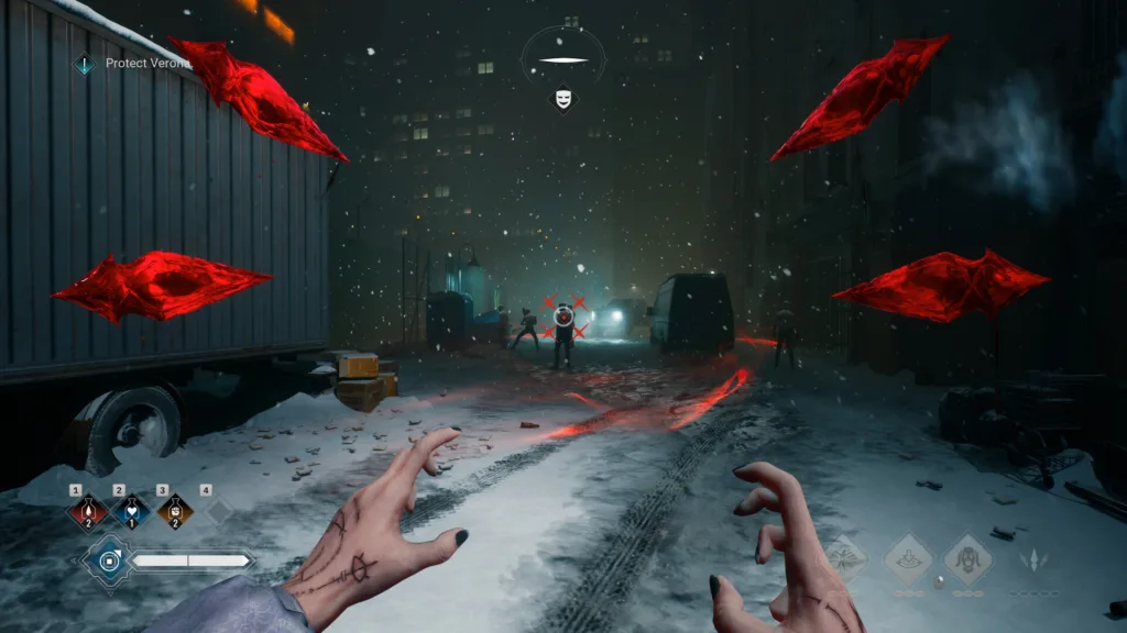 Bloodlines 2 Powers – Gameplay Screenshot Bloodlines 2 screenshot showing a vampire using powers that look exaggerated and reminiscent of Tokyo Ghoul.